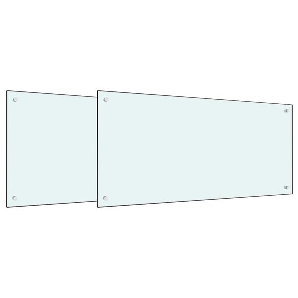 vidaXL K&uuml;chenr&uuml;ckwand 2 pcs Wei&szlig; 100 x 50 cm Geh&auml;rtetes Glas