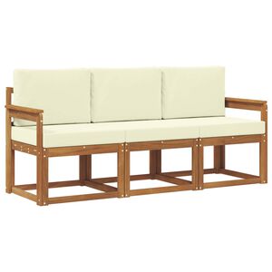 vidaXL Outdoor-Sofagarnitur mit Kissen 3 pcs Natur und Creme