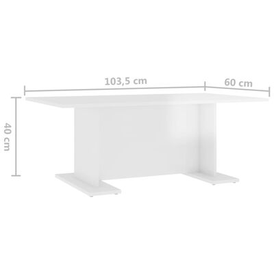 vidaXL Couchtisch Hochglanz-Weiß 103,5x60x40 cm Holzwerkstoff