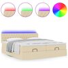 vidaXL Ottoman-Bett mit Matratzen & LEDs Creme 200x200 cm Stoff
