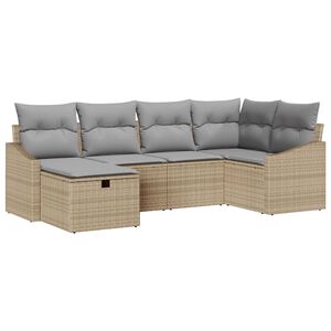 vidaXL Sofa Set mit Kissen 6 pcs Beige und Hellgrau Poly-Rattan