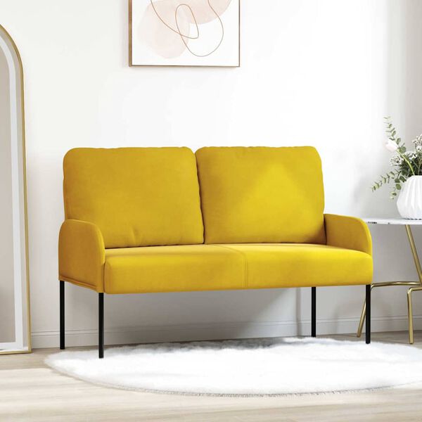 vidaXL Sofas mit Kissen 110cm Gelb Sperrholz