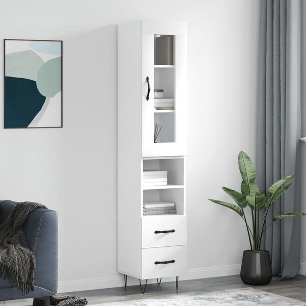 vidaXL Highboard Wei&szlig; 34,5x34x180 cm Holzwerkstoff