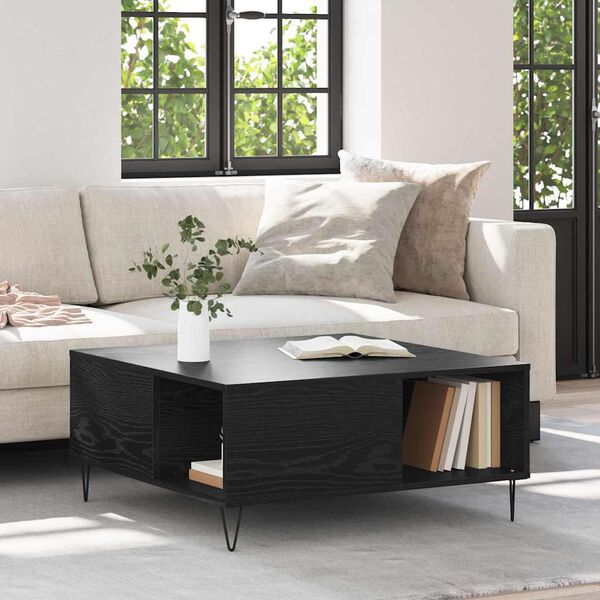 vidaXL Couchtisch Schwarz Eichen-Optik 80 x 80 x 36,5 cm Holzwerkstoff