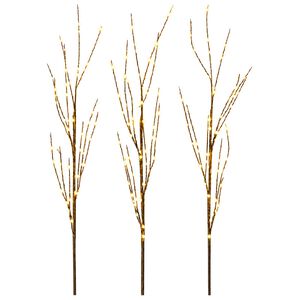 vidaXL LED-Kupferzweig Weihnachtsdekoration 3 stk. Braun 62 cm Stahl