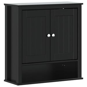vidaXL Bad-Wandschrank BERG Schwarz 69,5x27x71,5 cm Massivholz