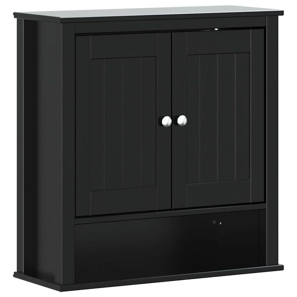vidaXL Bad-Wandschrank BERG Schwarz 69,5x27x71,5 cm Massivholz