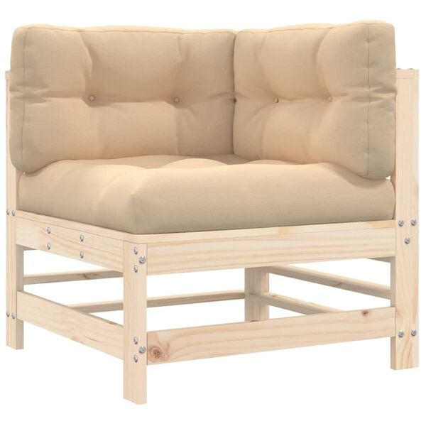 vidaXL Ecksofa mit Kissen Massivholz Kiefer