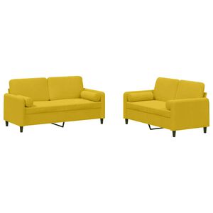 vidaXL 2-tlg. Sofagarnitur mit Kissen Gelb Samt