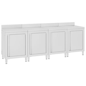 vidaXL Arbeitsschrank 240x60x96 cm Edelstahl