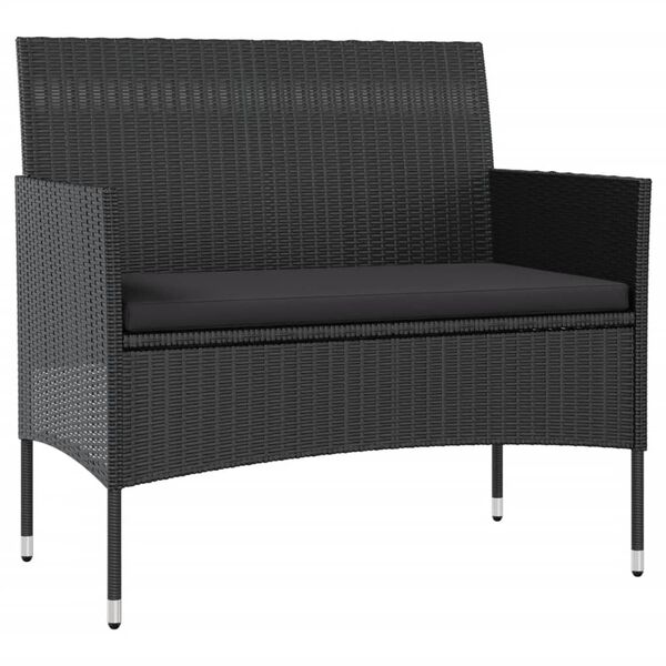vidaXL 16-tlg. Garten-Lounge-Set mit Auflagen Poly Rattan Schwarz