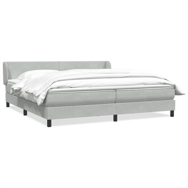 vidaXL Boxspringbett mit Matratzen Hellgrau 180x210 cm Samt
