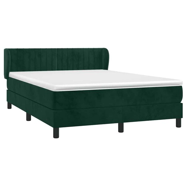 vidaXL Boxspringbett mit Matratze Dunkelgr&uuml;n 140x200 cm Samt