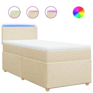 vidaXL Boxspringbett mit Matratze Creme 80x200 cm Stoff