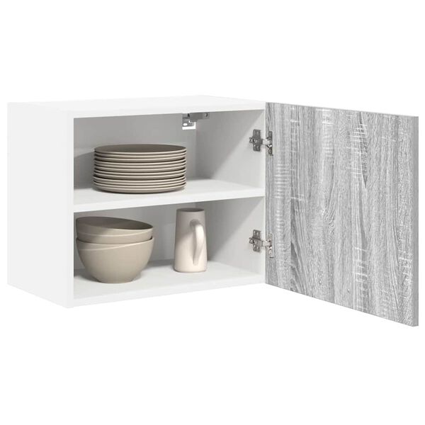 vidaXL H&auml;ngeschrank mit T&uuml;r 2 pcs Grau Sonoma und Wei&szlig; 50 x 31 x 40 cm
