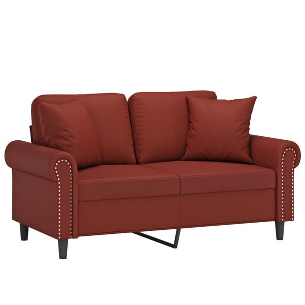 vidaXL 2-Sitzer-Sofa mit Kissen Weinrot 120 cm Kunstleder