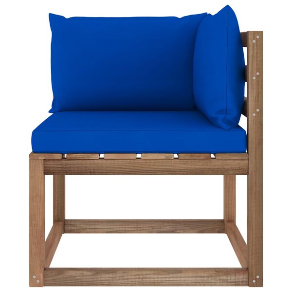 vidaXL Outdoor-Ecksofa Paletten mit Kissen in Blau