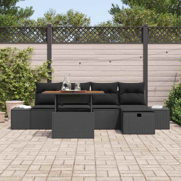 vidaXL Garten-Sofa-Set 6 pcs Schwarz Poly-Rattan