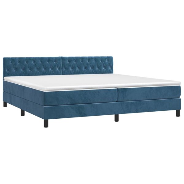 vidaXL Boxspringbett mit Matratze & LED Dunkelblau 200x200 cm Samt