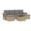 vidaXL 7-tlg. Garten-Sofagarnitur mit Kissen Beige Poly Rattan