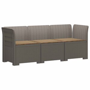 vidaXL 3-Sitzer Garten Sofa mit Kissen Rattan-Look PP Hellgrau