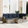 vidaXL 7-teiliges Gartensofa-Set mit Kissen, grau, Polyrattan