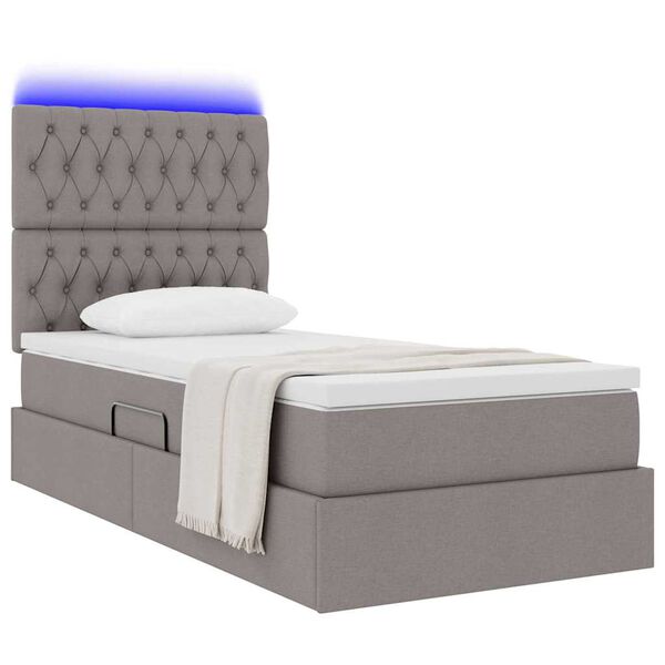 vidaXL Bett mit Stauraum und LED mit LED Taupe 100 x 200 cm Polyester