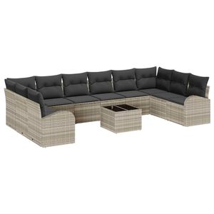 vidaXL Gartensofa-set mit Kissen 11 pcs Hellgrau Poly-Rattan