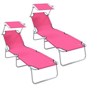 vidaXL Sonnenliege 2 stk. Polyester Rosa