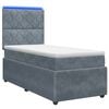 vidaXL LED Boxspringbett mit Matratze Dunkelgrau 90 x 190 cm Samt