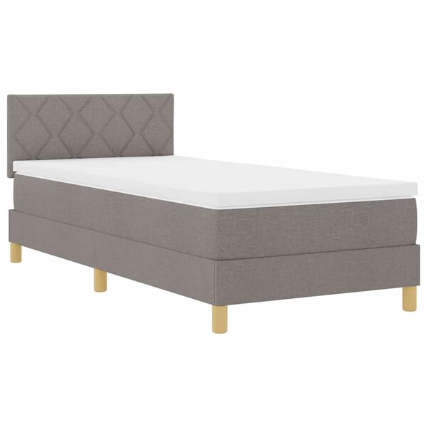vidaXL Boxspringbett mit Matratze Taupe 100 x 200 cm Stoff