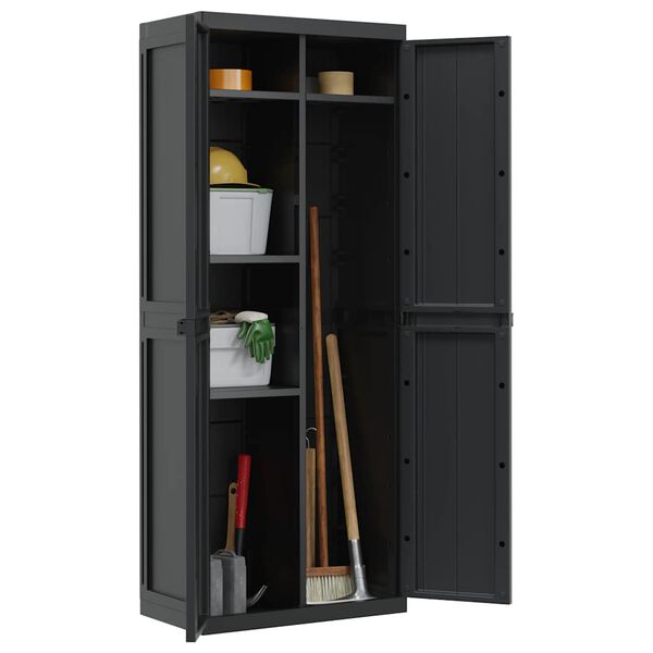 vidaXL Gartenschrank Schwarz 65x37x165 cm PP