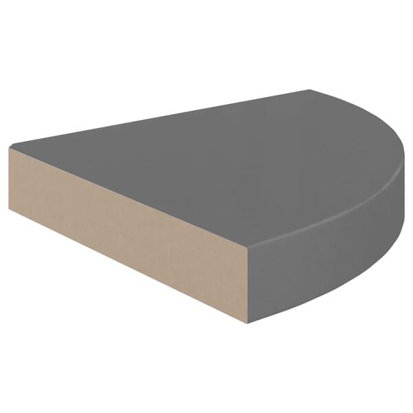 vidaXL Eck-Schweberegale 4 Stk. Hochglanz-Grau 25x25x3,8 cm MDF