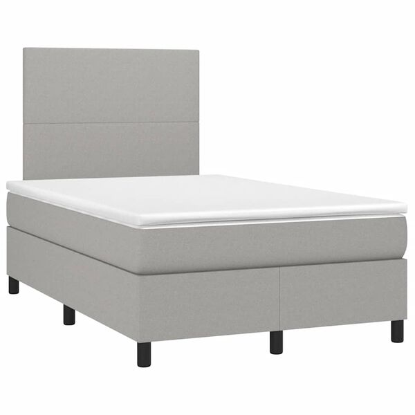 vidaXL Boxspringbett mit Matratze & LED Hellgrau 120x190 cm Stoff
