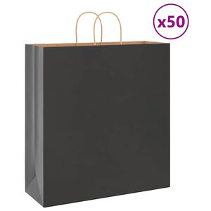 vidaXL Papiertragetaschen 50 Stk. mit Henkeln Schwarz 45x17x48 cm
