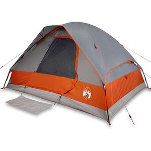 vidaXL Kuppel-Campingzelt 4 Personen Grau und Orange Wasserdicht