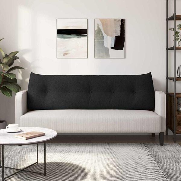 vidaXL R&uuml;cken Kissen Schwarz 160 x 24 x 50 cm Stoff