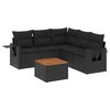 vidaXL 6-tlg. Garten-Sofagarnitur mit Kissen Schwarz Poly Rattan