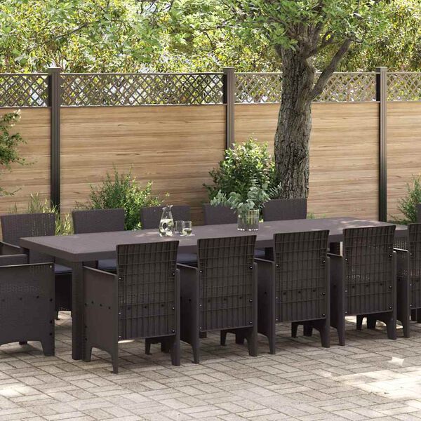 vidaXL Garten Esszimmer Set mit Kissen 13 pcs Braun und Anthrazit