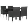 vidaXL 5-tlg. Garten-Essgruppe Schwarz Poly Rattan und Stahl