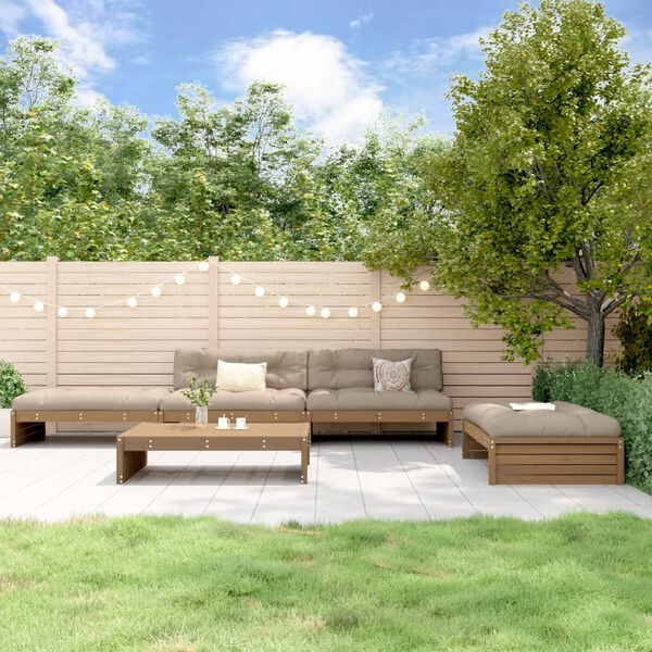 vidaXL 5-tlg. Garten-Lounge-Set mit Kissen Honigbraun Massivholz