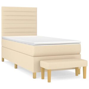 vidaXL Boxspringbett mit Matratze Creme 80x200 cm Stoff