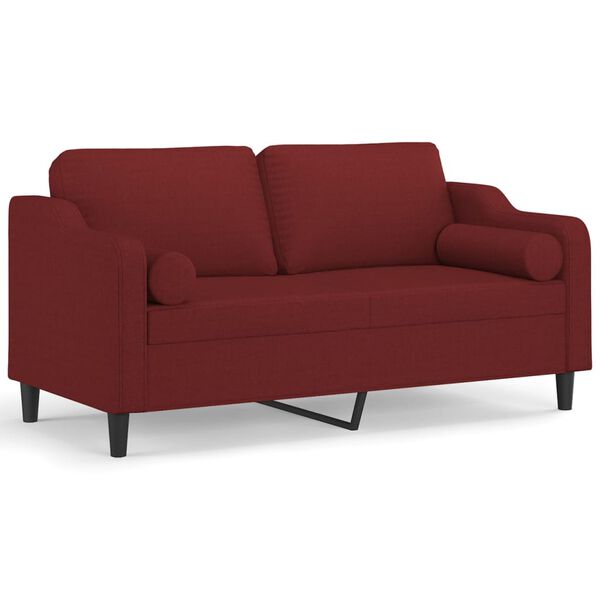vidaXL 2-Sitzer-Sofa mit Kissen Weinrot 140 cm Stoff