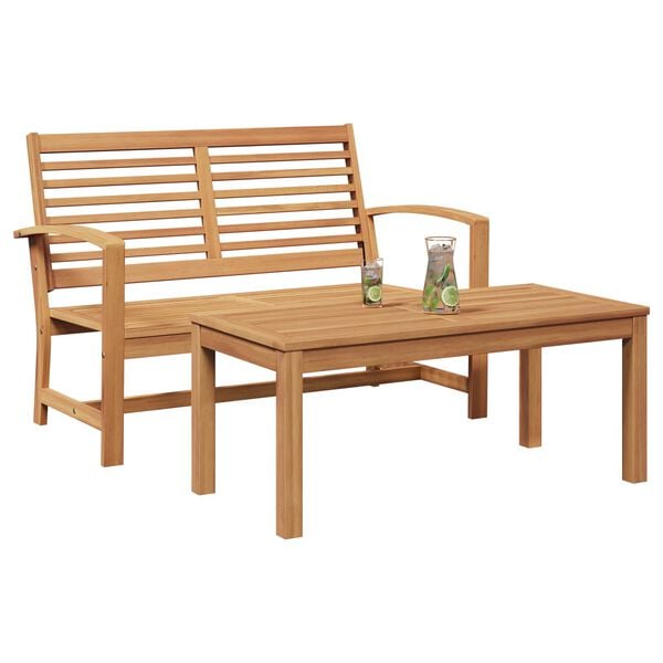 vidaXL Bank 2 pcs Braun Massivholz Teak