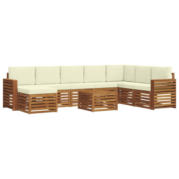 vidaXL Sofagarnituren 9 pcs Natur und Creme Massivholz Akazie
