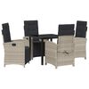 vidaXL Garten Essgruppe mit Kissen 5 pcs Hellgrau Poly-Rattan