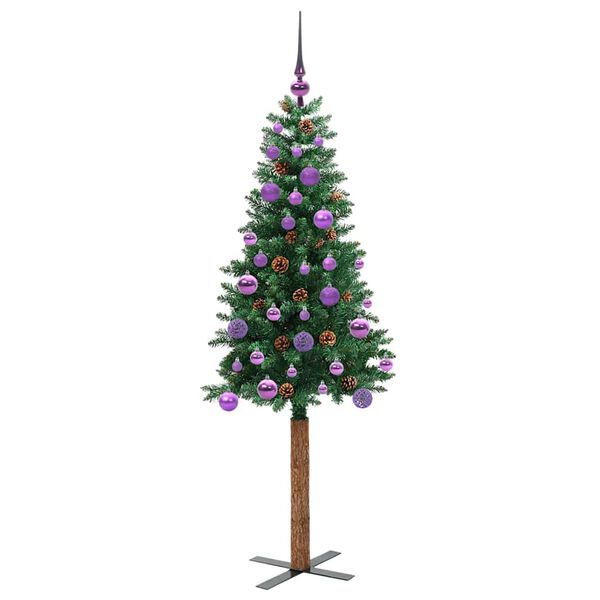 vidaXL Schlanker Weihnachtsbaum mit 150 LEDs mit St&auml;nder Gr&uuml;n 150 cm