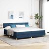 vidaXL LED Boxspringbett mit LED-Lichtleisten Blau 200 x 200 cm Stoff