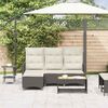 vidaXL Gartensofa mit Liegefunktion Kissen L-Form Schwarz Poly Rattan