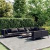 vidaXL 9-tlg. Garten-Lounge-Set mit Kissen Poly Rattan Dunkelgrau